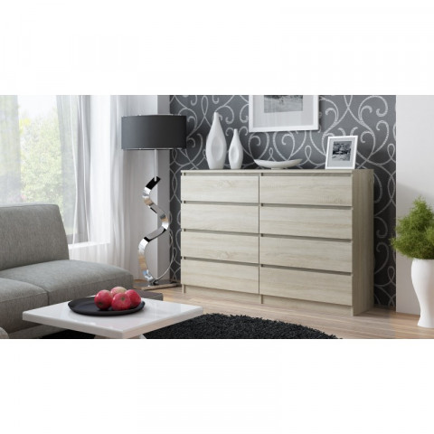 M8 MALWA KOMODA 140CM 8 SZUFLAD SONOMA - Galeria zdjęcie 2