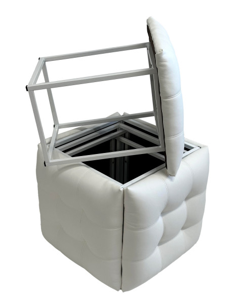 Puf-transformator 5w1 - 5 taboretów w 1 pufie biała eco skóra - Galeria zdjęcie 1