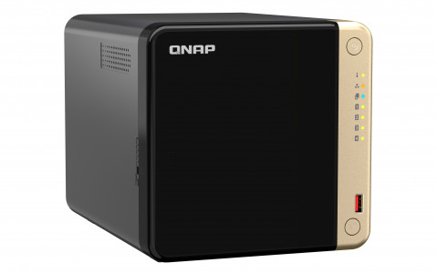 Qnap TS-464-8G, Tower, 4 x 2.5"/3.5" SATA , Intel Celeron N5105/N5095 4C/4T, 8 GB DDR4 onboard not expandable, 2 x 2.5GbE, optional 10GbE, External adapter (PSU) - Galeria zdjęcie 3