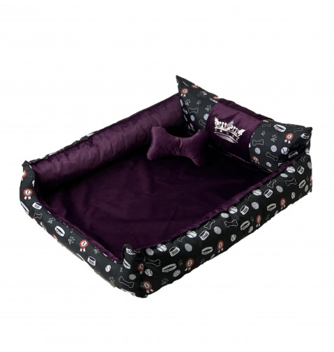 GO GIFT Korona Legowisko dla psa i kota XXL - fioletowy - 110x90x18 cm - Galeria zdjęcie 1