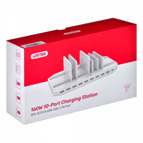 UNITEK STACJA ŁADUJĄCA 10X USB, 160W, Y-2190 - Galeria zdjęcie 3