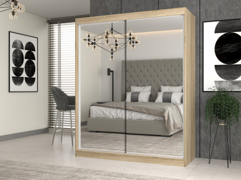 Szafa z drzwiami przesuwnymi z 2 lustrami IGA 160x61xH200 sonoma - Galeria zdjęcie 2