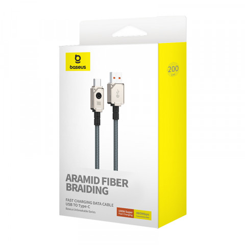 Kabel Baseus Unbreakable USB-USB C 100W 2m (biały) - Galeria zdjęcie 7