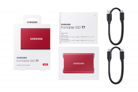 Dysk zewnętrzny SSD Samsung T7 (2TB; USB 3.2; czerwony; MU-PC2T0R/WW) - Galeria zdjęcie 12