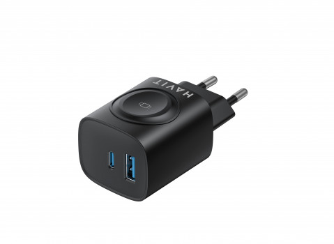 Havit UC132 EU - dwuportowa ładowarka GaN 22 W z opcją ładownia bezprzewodowego, czarna - Galeria zdjęcie 3