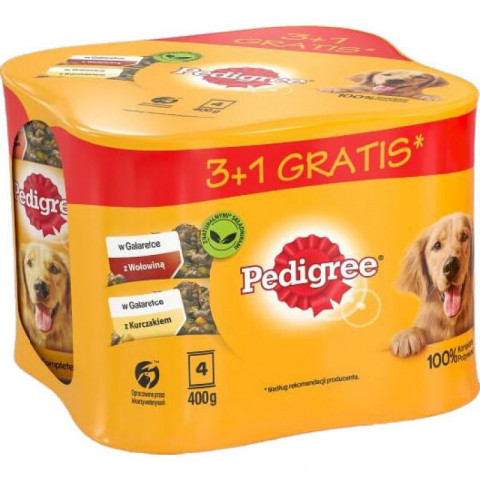 PEDIGREE Wołowina i kurczak w galaretce - mokra karma dla psa - 4x400 g - Galeria zdjęcie 1