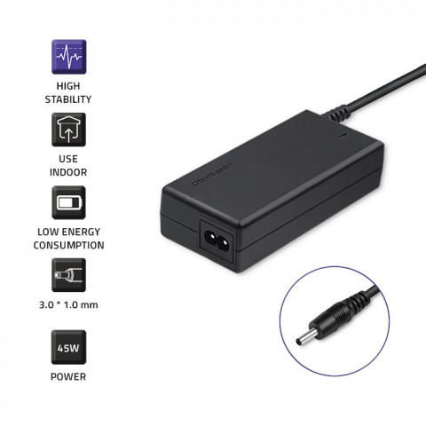 Zasilacz do notebooka Qoltec 51508.45W (19V 45W) Czarny - Galeria zdjęcie 3