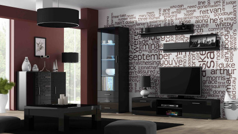 Szafka RTV SOHO 180 czarny/ czarny połysk - Galeria zdjęcie 8