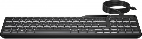 Klawiatura HP 400 Backlit Wired Keyboard przewodowa czarna 7N7C0AA - Galeria zdjęcie 1