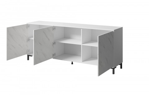 Komoda MARMO 3D 200x45xH80,5 biały mat/marmur biały - Galeria zdjęcie 2