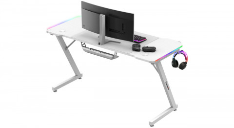 Biurko gamingowe Huzaro Hero 3.3 White  RGB - Galeria zdjęcie 3