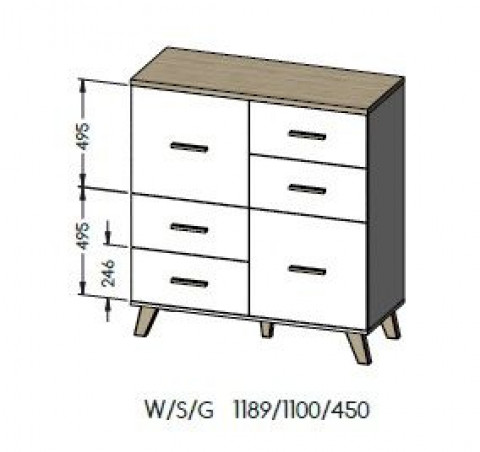 Komoda LOTTA 110 2D4S wotan + czarny mat - Galeria zdjęcie 3