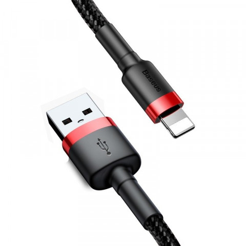 BASEUS KABEL LIGHTNING USB, 1.5A, 2M CZARNO-CZERW. - Galeria zdjęcie 2
