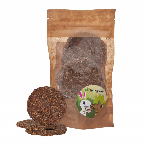 FACTORYHERBS Ciasteczka z pasternaku i babki lancetowatej z siemieniem lnianym - przysmak dla gryzoni i królika - 70g - Galeria zdjęcie 1