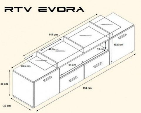 Szafka RTV EVORA 200 wenge/szary połysk - Galeria zdjęcie 2