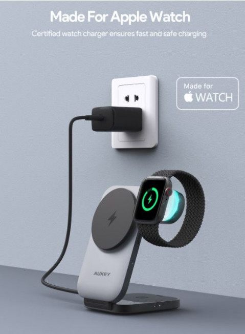 AUKEY ŁADOWARKA INDUKCYJNA 3W1 QI 2.0,15W,IP/AW/AP - Galeria zdjęcie 3