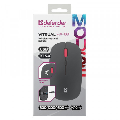 DEFENDER MYSZ VITRUAL MB-635 RF+BT SILENT 1600dpi 4P - Galeria zdjęcie 5