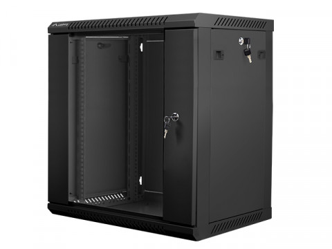 Lanberg szafa instalacyjna wisząca 19'' 12U 600x450mm czarna (drzwi szklane) - Galeria zdjęcie 2