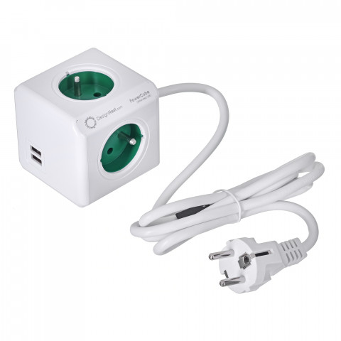 Allocacoc Przedłużacz PowerCube Extended USB 1.5 m Green - Galeria zdjęcie 1