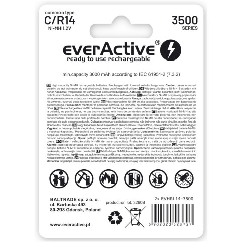 EVERACTIVE AKUMULATORKI LR14 3500MAH EVHRL14-3500 - Galeria zdjęcie 2