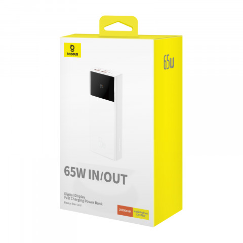 Powerbank Baseus Star-Lord 20000mAh 65W+kabel USB-USB C (biały) - Galeria zdjęcie 4