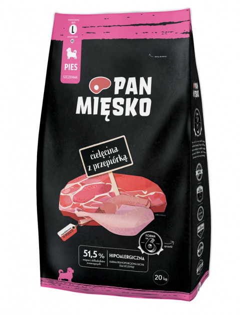 PAN MIĘSKO Cielęcina z przepiórką L szczeniak - sucha karma dla psa - 20kg - Galeria zdjęcie 1