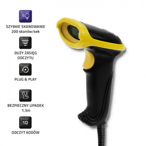 QOLTEC CZYTNIK KODÓW KRESKOWYCH 1D | USB - Galeria zdjęcie 1