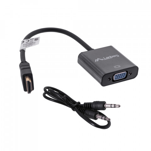 Lanberg adapter hdmi-a(m)->vga(f) + audio na kablu ad-0017-bk - Galeria zdjęcie 1