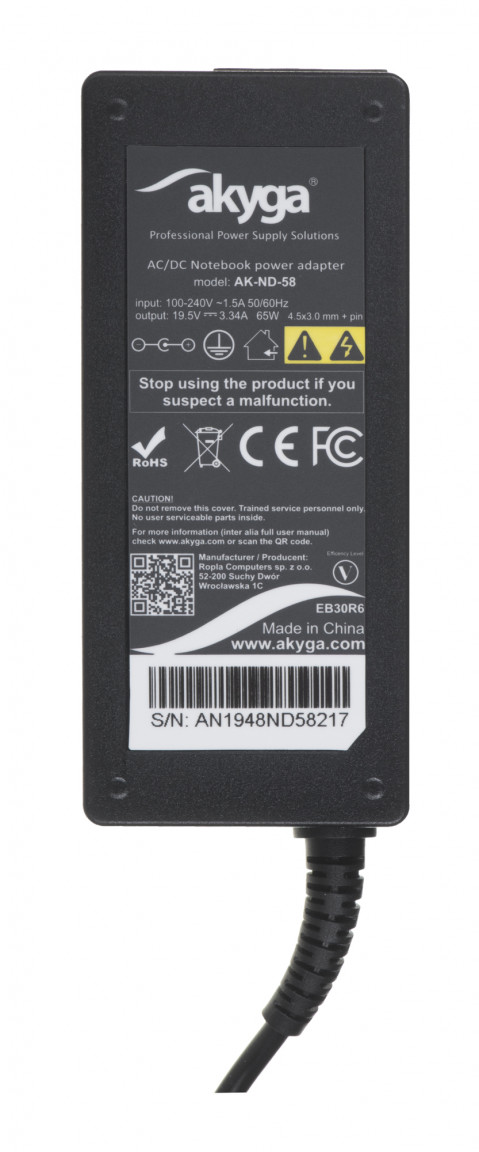 AKYGA ZASILACZ 19.5V/3.33A 65W 4.5*3.0+PIN AK-ND-5 - Galeria zdjęcie 4