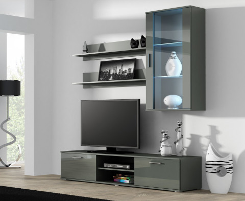 Szafka RTV SOHO 180 szary/ szary połysk - Galeria zdjęcie 9