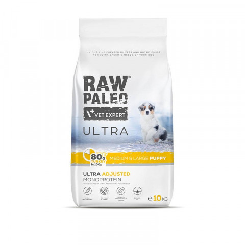VetExpert Raw Paleo Ultra Turkey Medium&Large Puppy - Karma sucha dla psów - 10kg - Galeria zdjęcie 1