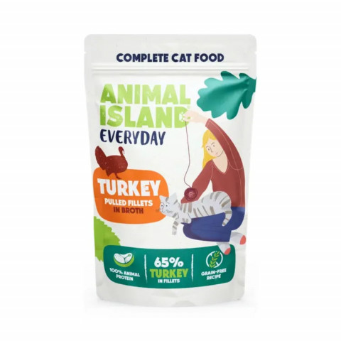 ANIMAL ISLAND Everyday Indyk filety w rosole - mokra karma dla kota - 12 x 85g - Galeria zdjęcie 2