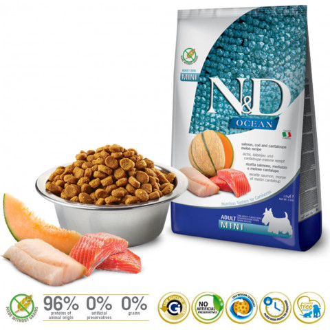 FARMINA N&D Ocean Dog Salmon, Cod&Cantaloupe - sucha karma dla psa - 2,5 kg - Galeria zdjęcie 2