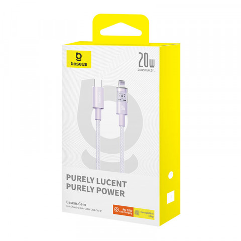 Kabel Baseus Gem USB C-IP 20W 2m (fioletowy) - Galeria zdjęcie 5