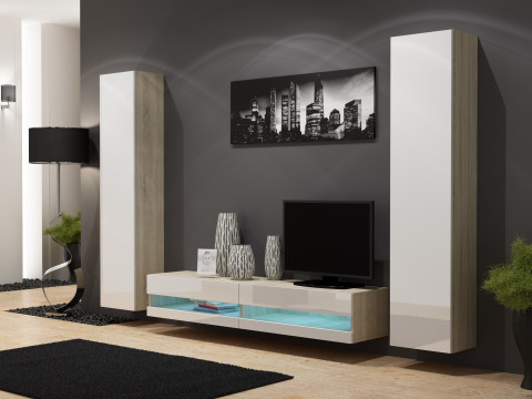 Zestaw meblowy VIGO NEW 4 sonoma/biały połysk - Galeria zdjęcie 1