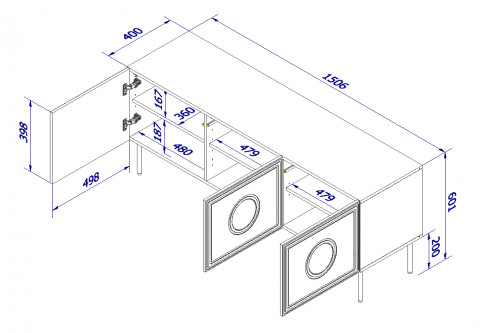 Szafka RTV PALAZZO 150x42x60 czarny + dąb craft - Galeria zdjęcie 4