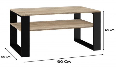 Stolik ława MODERN 1P 90x58xH50 sonoma/czerń - Galeria zdjęcie 3