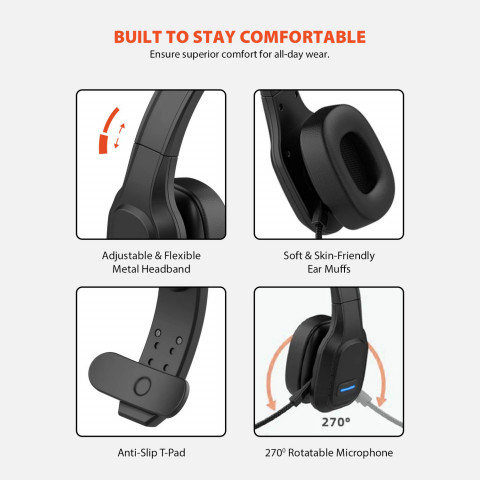 AUDIOCORE SŁUCHAWKI BLUETOOTH CALL CENTER AC864 - Galeria zdjęcie 13