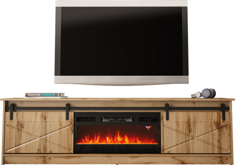 Szafka RTV GRANERO+kominek 200x56,7x35 dąb wotan - Galeria zdjęcie 2