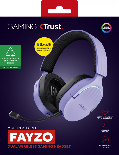 Słuchawki gamingowe Trust GXT 491P FAYZO WIRELESS Purple (25305) - Galeria zdjęcie 14