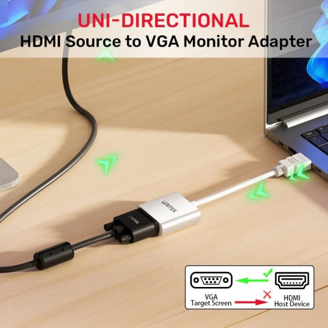 UNITEK ADAPTER HDMI - VGA, FULLHD 60HZ, BIAŁY, M/F - Galeria zdjęcie 3