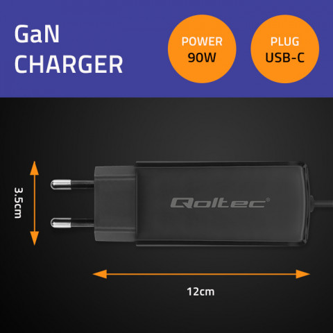 QOLTEC ŁADOWARKA SIECIOWA 90W GAN | 5-20V | 3-4.5A - Galeria zdjęcie 2