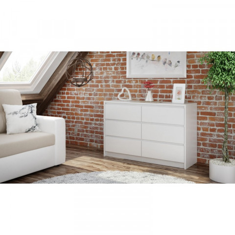 K120 KARO KOMODA 6 SZUFLAD BIAŁY - Galeria zdjęcie 4