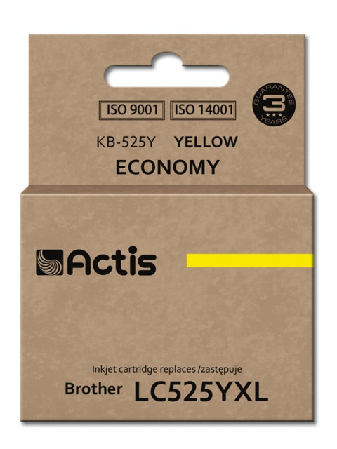 Actis KB-525Y Tusz do drukarki Brother, Zamiennik Brother LC525Y; Standard; 15 ml; żółty. - Galeria zdjęcie 1