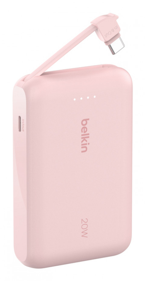 BELKIN POWERBANK 10 000 MAH, 20W, KABEL USB-C,PINK - Galeria zdjęcie 2