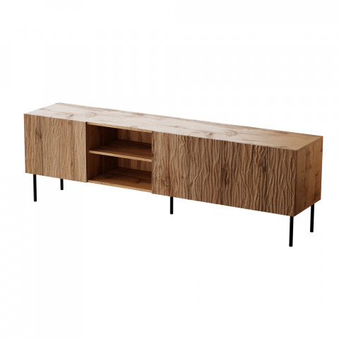 Szafka RTV JUNGLE 190x40,5x59,5 dąb wotan + czarne nóżki - Galeria zdjęcie 2