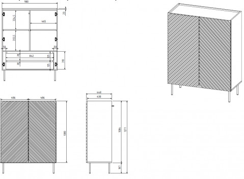 Regał 2D2SZ ONDA 98x45x127 czarny - Galeria zdjęcie 4