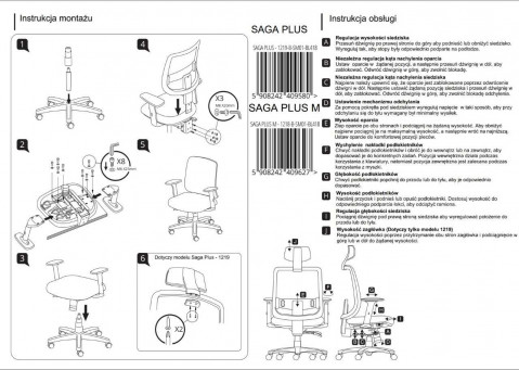 Ergonomiczny fotel biurowy SAGA PLUS czarny - Galeria zdjęcie 6