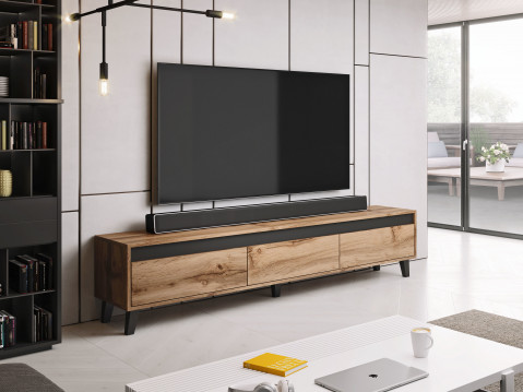 Szafka RTV NORD 185cm dąb wotan/antracyt - Galeria zdjęcie 3