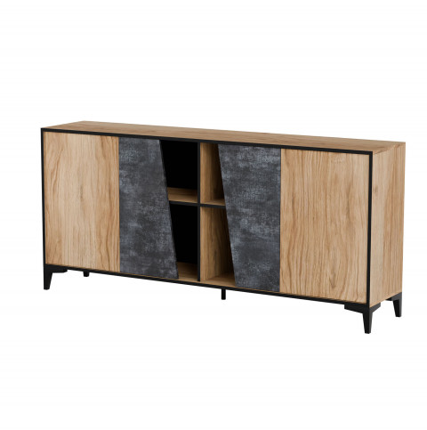 Komoda 4D OVO 180x38xH83 dąb/beton - Galeria zdjęcie 1